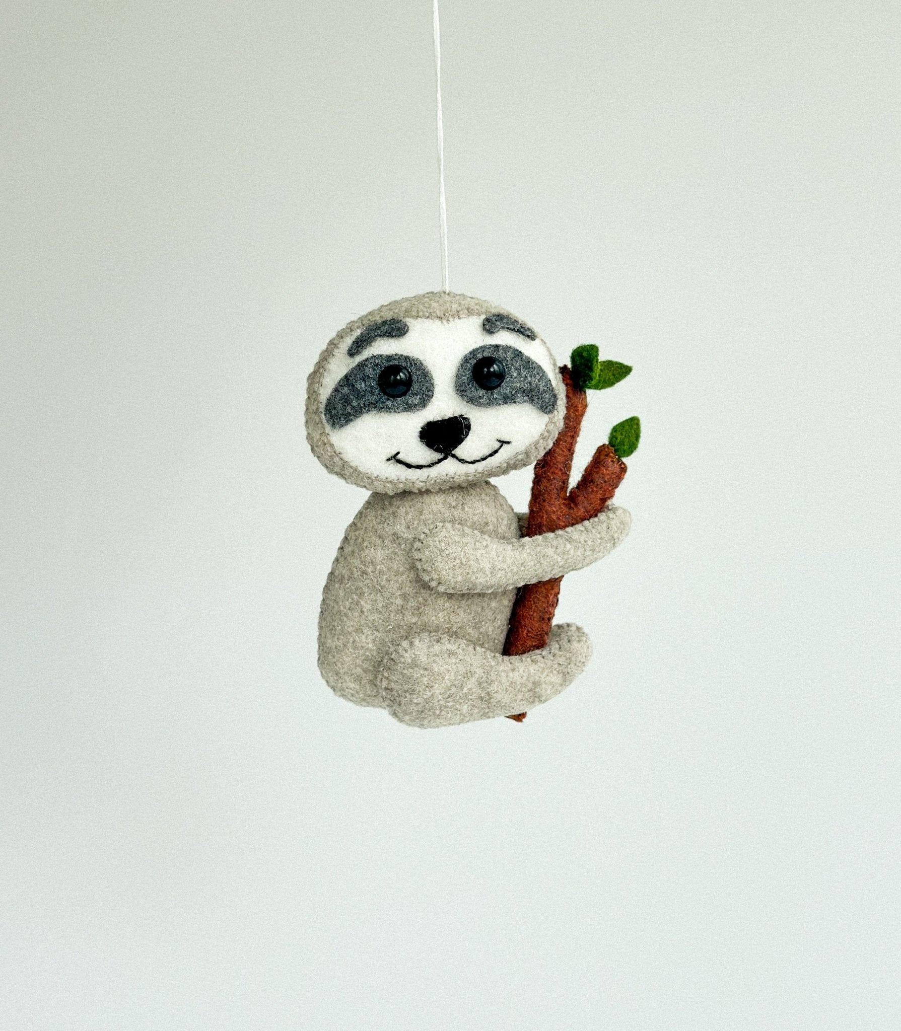 Felt Sloth on Branch Ornament - WoollyFox